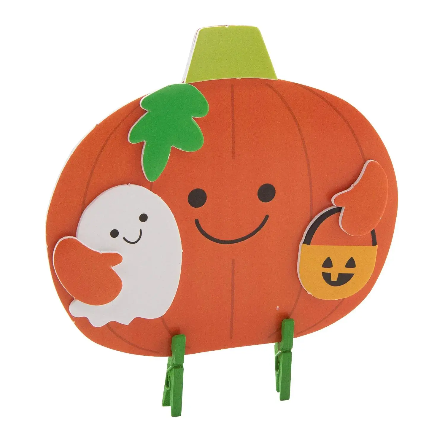 4" x 4 1/4" Halloween Big Pumpkin with Ghost Buddy Clothespin Craft Kit - Makes 12