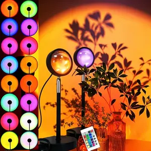 Sunset Lamp Night Light - & 4 Modes Sunset Projection Lamp with Remote, Color Changing Rainbow Sunlight Lamp, Romantic Visual Led Light Projector for Photography Room Decor