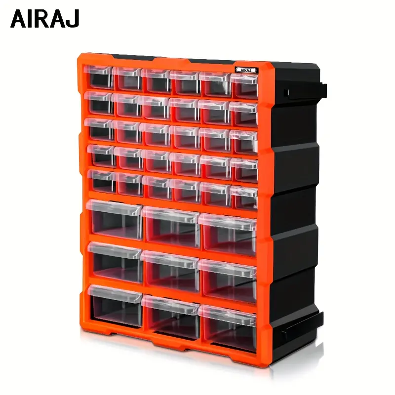 AIRAJ 18-grid, 39-grid,60-grid drawer parts storage cabinet; wall-mounted plastic hardware storage rack; detachable compartmented small parts drawer organizer (suitable for screws, nuts, bolts); ideal for garages, workshops, craft project