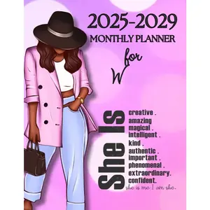 Black Girl 5 Years Monthly Planner 2025-2029: Schedule Organizer From January 2025 to December 2029 (60 Months) with US Holidays