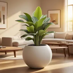 Large Ball-Shaped Flower Pot, Modern Plant Pot, Weather-Resistant Floor-Standing Planter, Suitable for Artificial Plants and Large Greenery