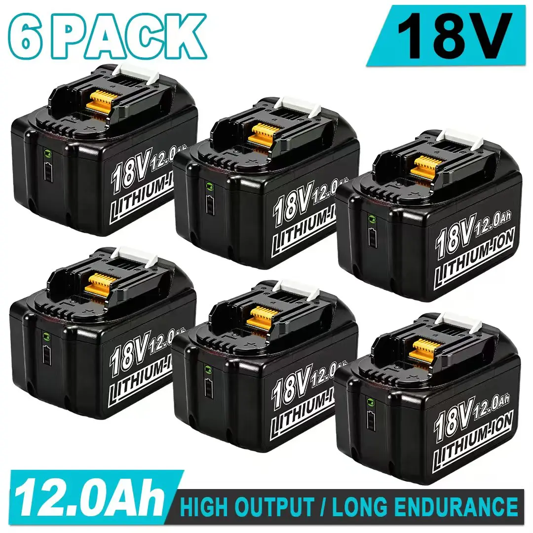18V 12.0Ah Li-ion Replacement Battery with ABS Shell for Makita 18V Cordless Power Tools, Fully Compatible with BL18xx Series (BL1815, BL1860, BL1850, BL1850B, BL1840, BL1830) for Long Projects, Ideal for Multiple Packs