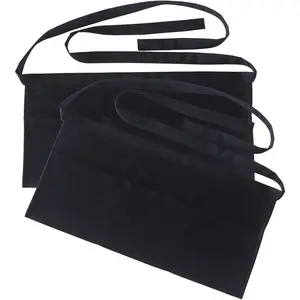 Resist water 3 big Pockets Waist Server Apron Kitchen Restaurant Unisex Half Aprons