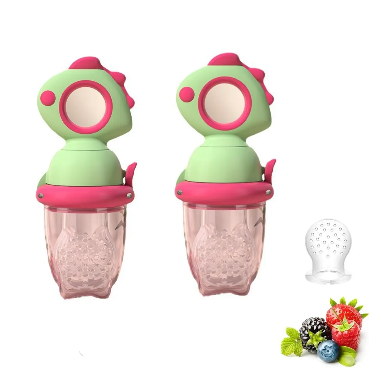 2-Pack Baby Fruit Food Feeder Pacifier - Fresh Food Feeder, Infant Fruit Teething Teether Toy for 4M+, Silicone Pouches for Toddlers & Kids & Babies