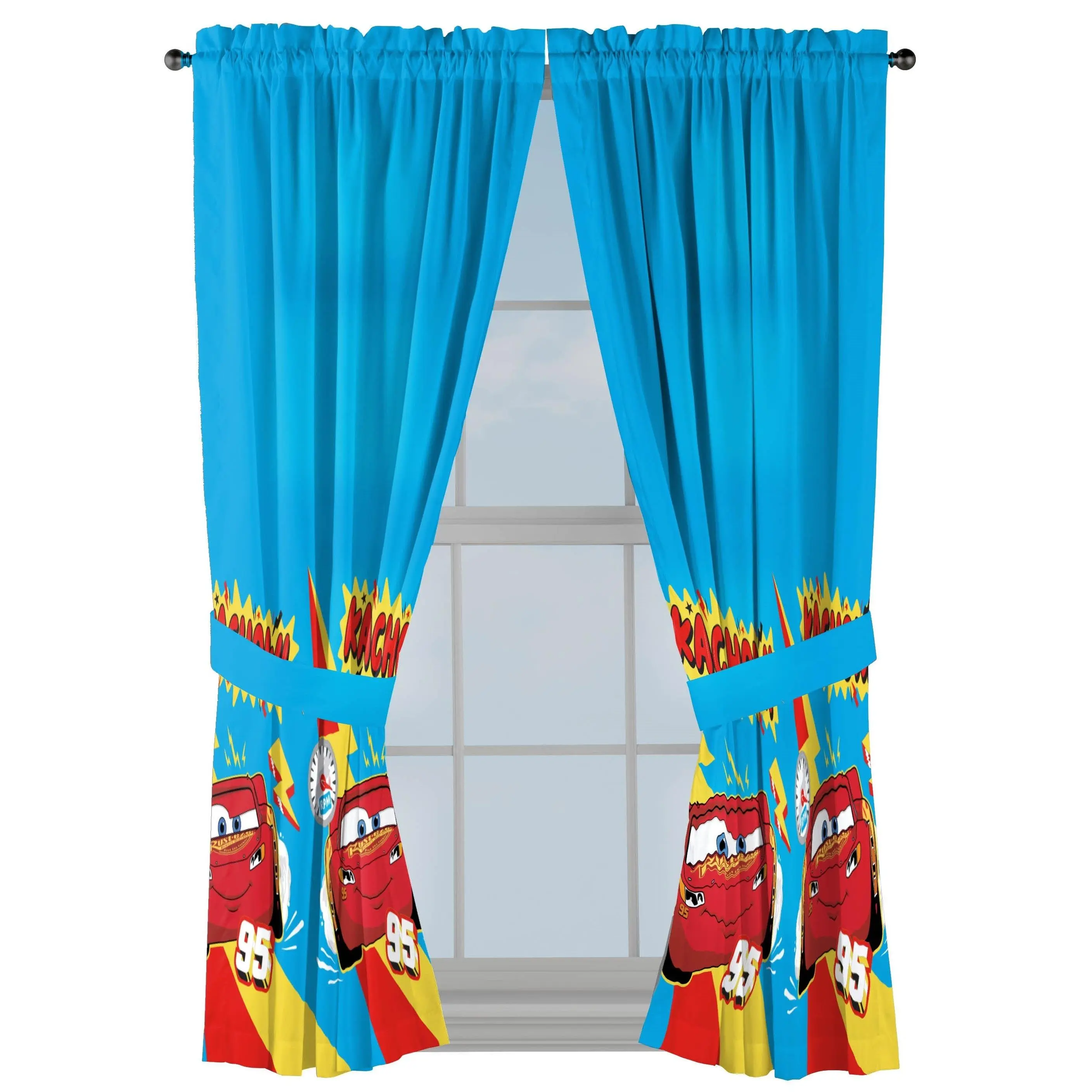 Sunny Side Up Pixar Cars Curtains for Kids Bedroom 4-Piece Drape Set