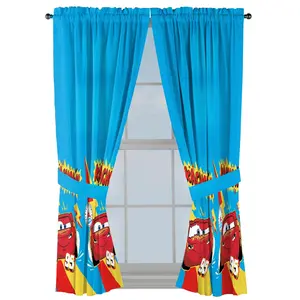 Sunny Side Up Pixar Cars Curtains for Kids Bedroom 4-Piece Drape Set