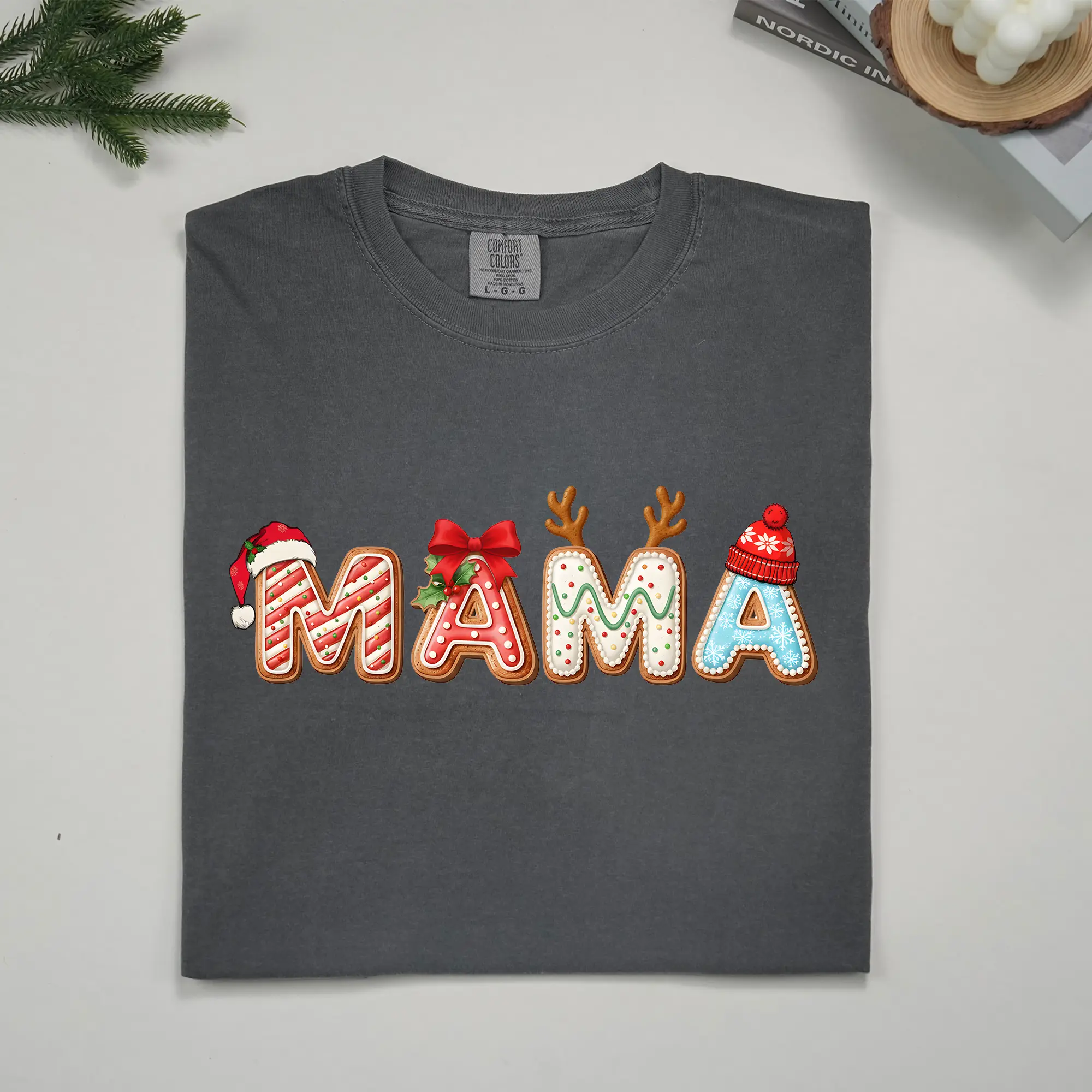 ChicCotton Mama Christmas Comfort Colors Shirt, Gingerbread Mom T-shirt, Holiday Graphic Tee, Mom Life Clothing, Cute Christmas Gift For Mom Outfits