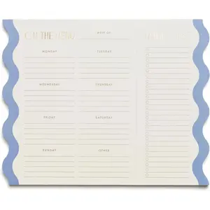 Weekly Meal Planner for Fridge - 60 Sheet Meal Planning Notepad with Removeable Grocery List & Double  - Aesthetic  Edge Menu Planner - Cloud & Cream
