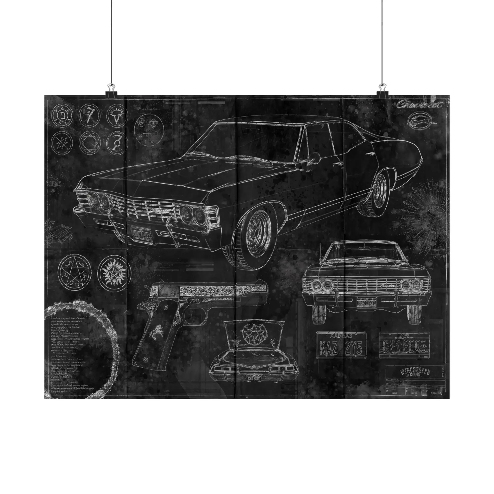 Fan Art Hand Drawn SUPERNATURAL Map Poster, Sam And Dean Winchester Poster