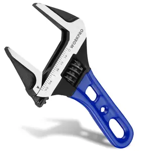 #JumpstartSale WORKPRO Stubby Adjustable Wrench, Jaw Opening Wrench, Metric/SAE Scales, Cr-V Steel, Ideal for Work in Confined Spaces