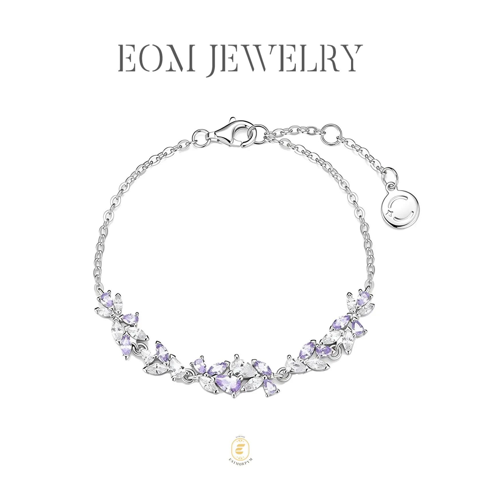 EOM Wisteria Flower Bracelet Delicate Sparkling Cubic Zirconia Jewelry Christmas Birthday Weddings Anniversaries Parties Gift Daily Wear