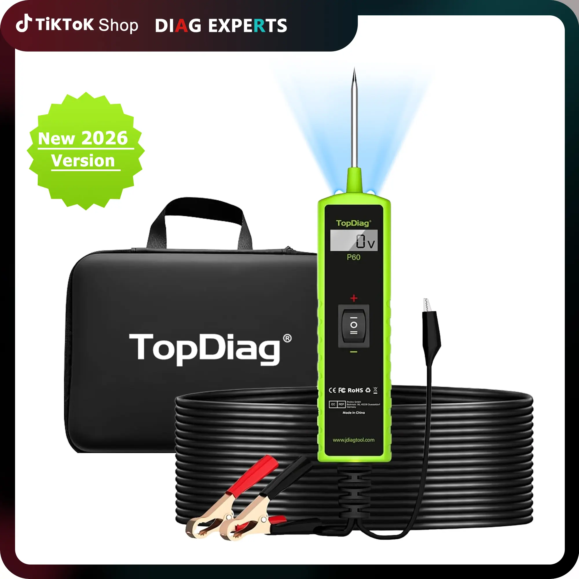 TopDiag P60 Power Circuit Probe Kit 6V-24V Automotive Voltage Tester AC/DC Short Circuit Diagnostic Tool Portable Battery Diagnostic Checker Summervibes