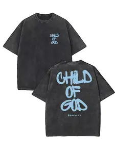 Women's "Of God" Graphic T-Shirt, Oversized Vintage Streetwear Top with Psalm 23 Front & Back Print, Casual Crew Neck Short-Sleeve