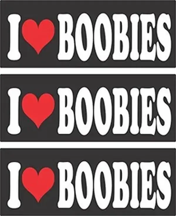 Hard Hat Biker Helmet I Heart Boobies Sticker Decal