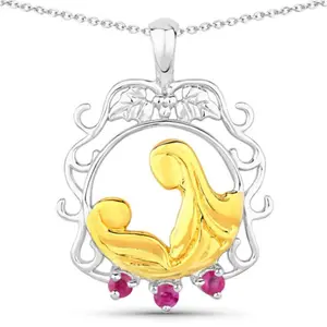 Genuine Pink Ruby Pendant Mom Necklace