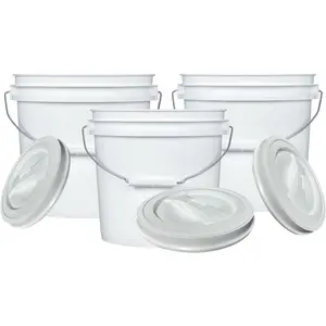 2 Gallon Food Grade, BPA Free, Made in USA Bucket with Screw On Lid (Pack of 3)