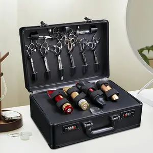 CNCEST Professional Portable Aluminium Hairdressing Toolbox - Durable Multilayer Storage Organizer Unit, Lockable, Large-Space, Lightweight, Compact for Stylists, Barber Shop Use