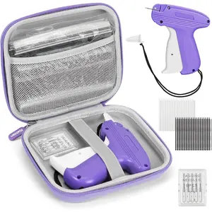 Handheld Mini Stitch Tag Gun for Clothes, Quick Stitch Sewing Tagging Gun with 6 Micro Needles, 2500 Black & 2500 White Micro Fasteners (Purple)