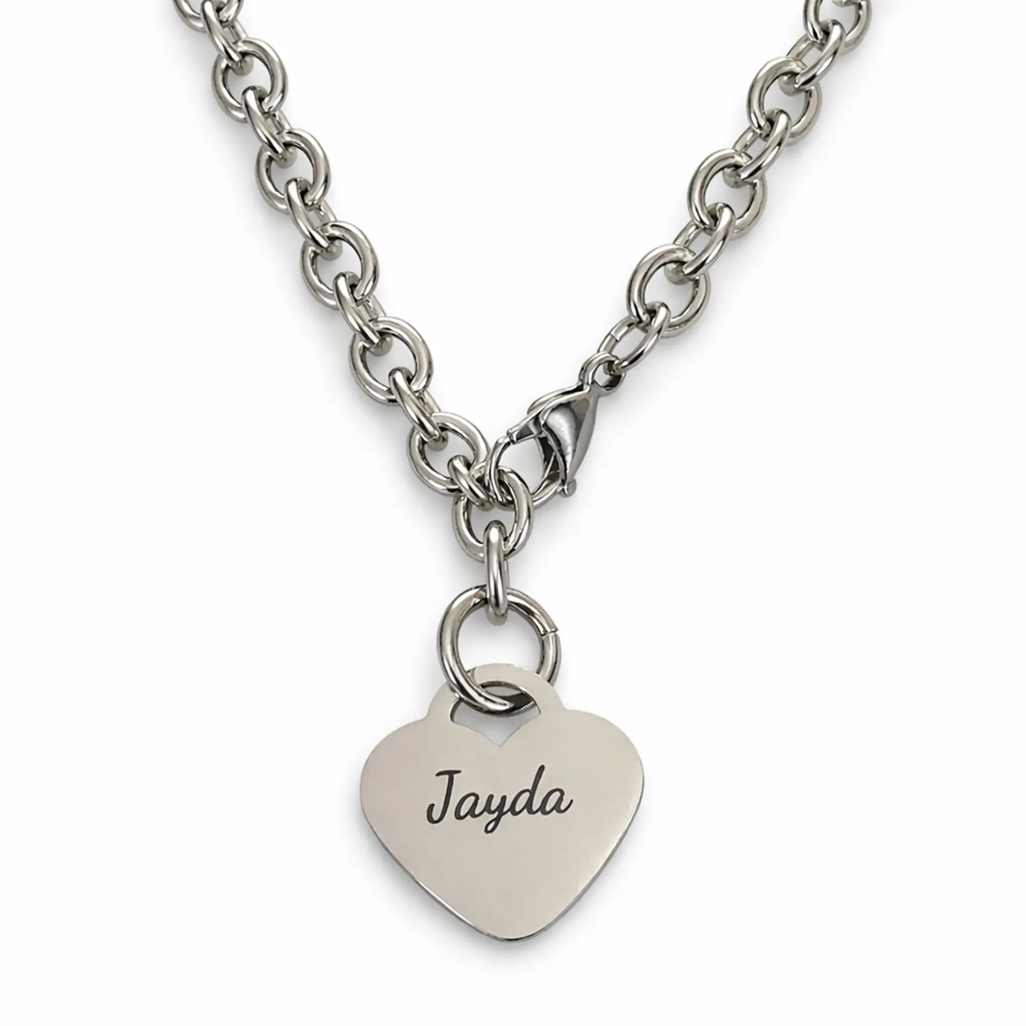 Personalized Stainless Steel Heart Necklace - 16" or 18" Chain - Custom Engraved with Up to Four Lines of Text - Durable & Meaningful Gift for Anniversaries Birthdays