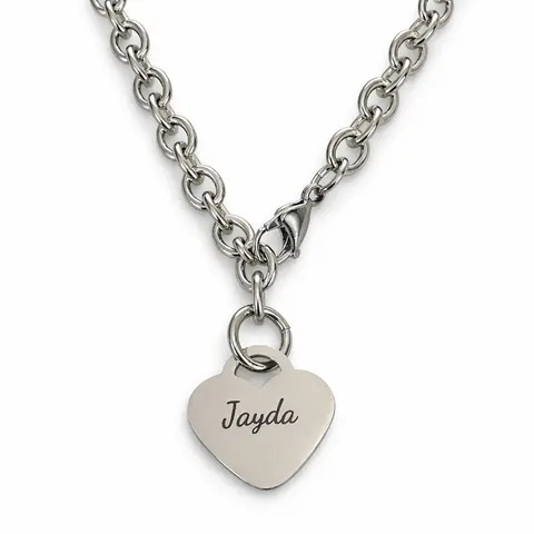 Personalized Stainless Steel Heart Necklace - 16", 18", or 20" Chain - Custom Engraved with Up to Four Lines of Text Heart Pendant Necklace Birthday Gift Jewelry, Custom Engraved Necklaces, Engravable Necklaces