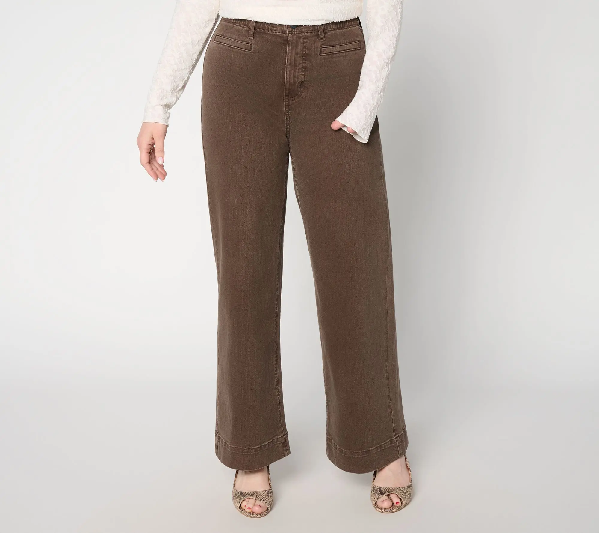 Me by Jennie Garth Regular Repreve Welt Pocket Wide Leg Jeans