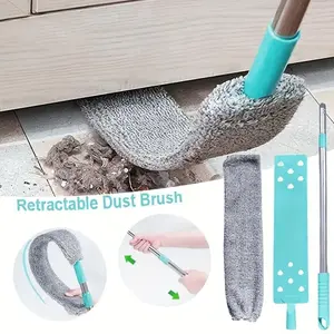 Microfiber Dusting Brush Set with Extendable Handle, Washable Reusable Vacuum Cleaner, Dry Wet Multi-Use Cleaning Tool, Ideal for Furniture