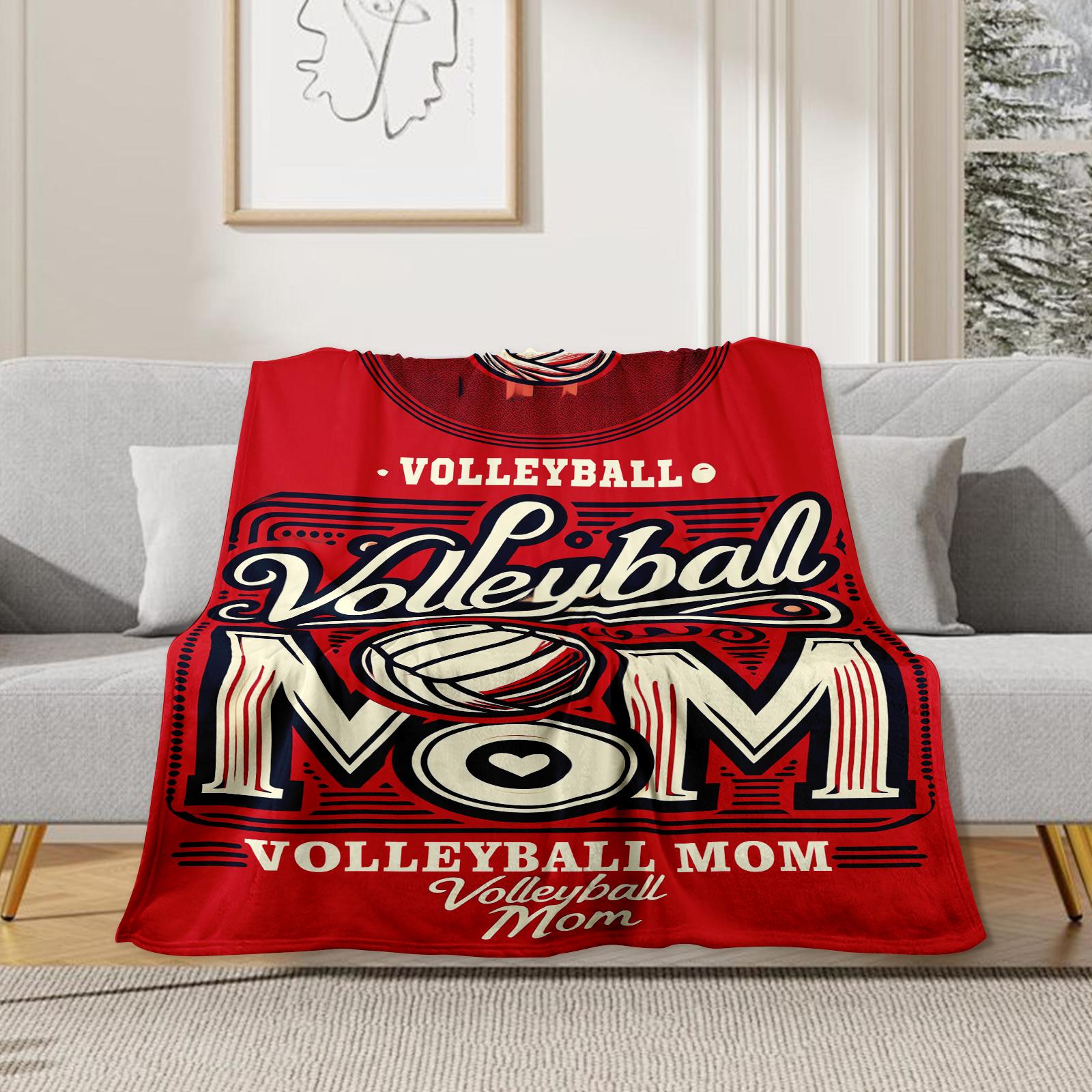 Volleyball Mom Soft Flannel Throw Blanket Ultra Plush Lightweight & Breathable for Car Sofa Bed Travel Camping All Seasons Gift mother meaningful heartfelt comfort day