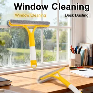 New 3-in-1 Window Cleaning Scraper with Spray Function – Squeegee, Scraper & Brush for Shower Glass, Windows, Mirrors & Doors – All-Purpose Tool new squeegee cleaner