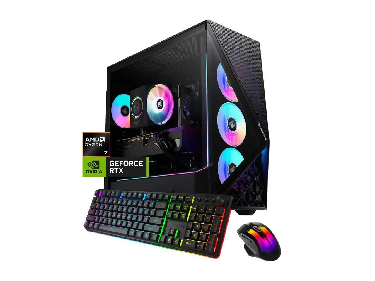 iBUYPOWER Slate Gaming PC Desktop Computer AMD Ryzen 7 8700F CPU, NVIDIA GeForce RTX 5070 12GB GPU, 16GB DDR5 RAM, 1TB NVMe SSD, Windows 11 Home, Keyboard, Mouse  Black