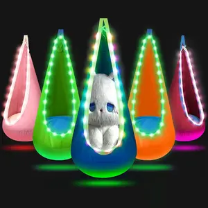Glowing Patio Swing Chair Indoor Outdoor Use Hammock with LED Light, Soft Hammock Seat Safe Load Capacity 176 Lbs, Easy Installation Patio Hanging Swing