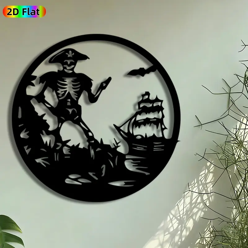 1pc Pirate Skeleton Metal Wall Art, Skull Pirate Statue Mural, Intricate Craftsmanship, Artistic Metalwork, Perfect for Halloween, Housewarming Decor, Perfect for Living Room Patio Wall Bar Decor, Ideal Gift for Nautical Theme Enthusiasts.