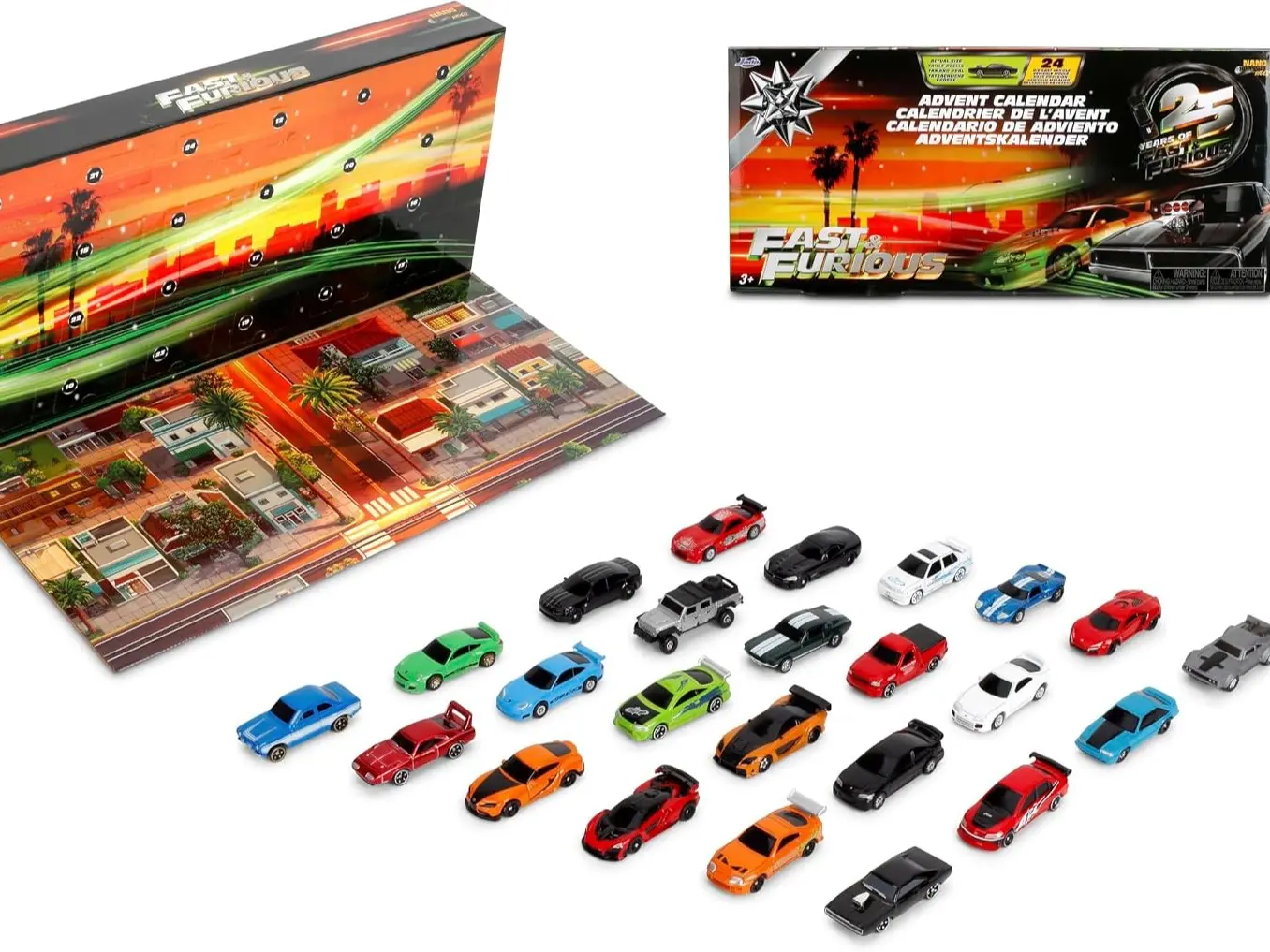 Jada Nano 1.65″ Fast & Furious 25th Anniversary Advent Calendar 24 Cars Set Hollywood Rides