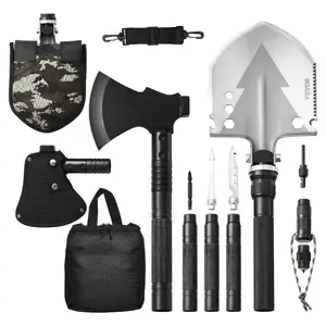 fathersdaygift  VEVOR Survival Shovel Survival Axe, 16-in-1 Camping Folding Shovels with Hatchet, Stainless Steel Tactical Shovel Hatchet Combo, Multifunctional Emergency Survival Gear Equipment for Camping Hiking