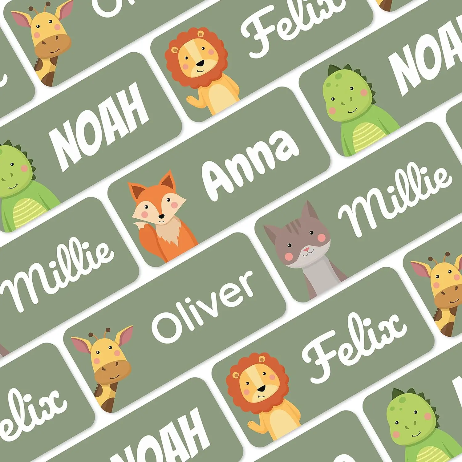 Personalized Name Labels for Kids Green [60pcs] - Waterproof Name Stickers for Clothing, School, Camp & Daycare - Custom Name Stickers - Children Name Stick On Labels (1.2”x0.5”)