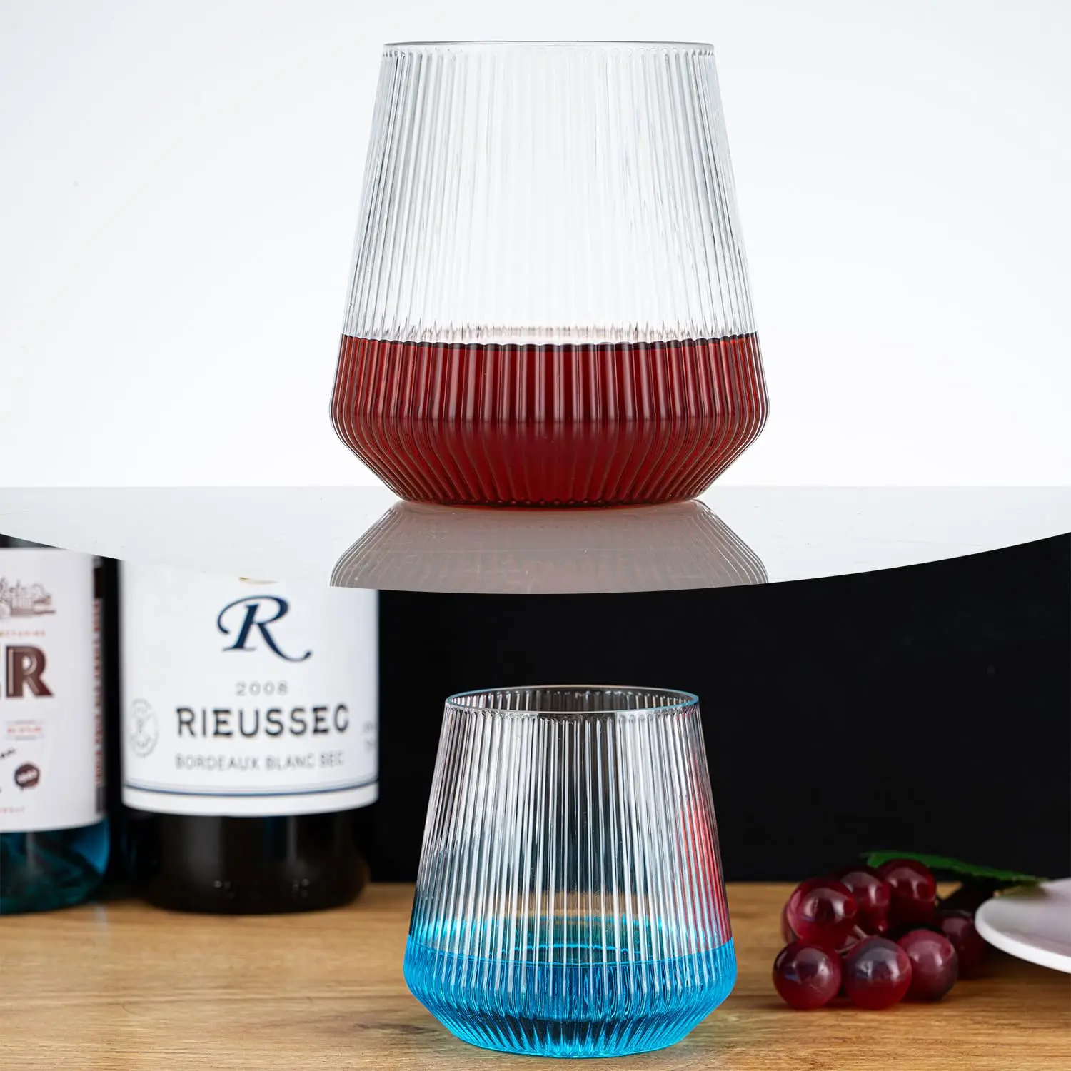 40-Pack 12oz Crystal Clear Plastic Wine Glasses | Unbreakable Stemless Cups for Wedding Party Bar | Reusable but Hand Wash Only