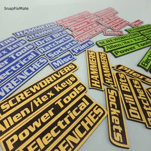 SnapFixMate 12 Pack of Magnetic Toolbox Labels, 3D Printed Personalized Tool Box Label Magnets, General Tool Box Organize Accessories, for Steel Toolboxes Carts Easy to Read Professional Organization