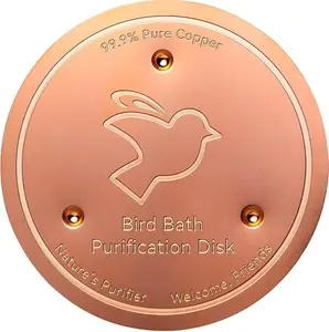 Bird Bath Copper Disk, 0.6mm Reinforced 99.99% Pure Copper Cleaning Disk with Triple-Point Support for Physical Safe Clean Water All-Season, Universal Fit for Outdoor Birdbaths, Bowl