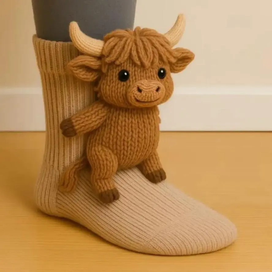 3D Knit Animal Socks, Cute Plush Novelty Socks for Women & Men | Sports & Outdoor Protective Gear Accessories