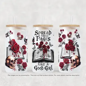 Frosted Glass or Stainless Can Cup  - Spread Those Pages