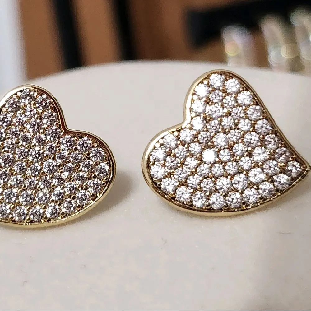 73 - Rhinestone heart earings