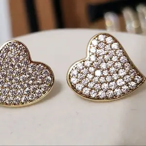 73 - Rhinestone heart earings