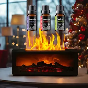 Colorful Flame Fireplace Aroma Diffuser 300ml Waterless Auto-Off Air Humidifier with Timer Remote Control for Home Bedroom Gift auto-off protection bourbon  humidifier home fragrance