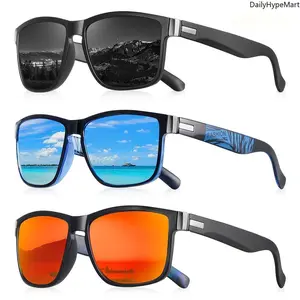 3-Pack Vintage Square UV400 Polarized Resin Frame Sunglasses (47x141mm, Black, Blue, Gray, Green, Red, Coffee) for Men & Women, Ideal Women's Gifts, Sunglasses For Women, Womens Gifts