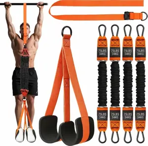 GEELII Advanced Pull Up Assist Bands Set Heavy-duty 4x75lbs Resistance Adjustable Strap & Wide Footplate for Home Gym Outdoor Workout Strength Training Exercise Equipment