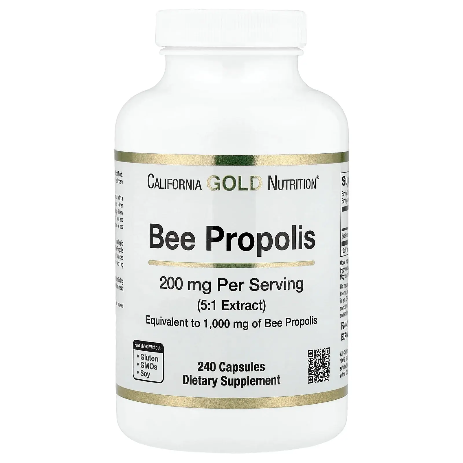 California Gold Nutrition Bee Propolis, 1,000 mg, 240 Capsules California Gold Nutrition Bee Propolis, 1,000 mg, 240 Capsules