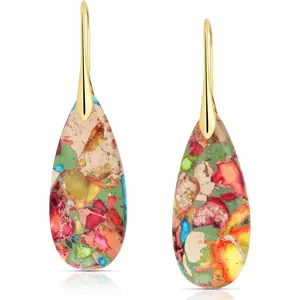 Boho Natural Stone Dangle Earrings for Women, Lightweight Statement Drop Earrings, Handmade Gemstone Earrings for Daily Wear, Parties and Gift