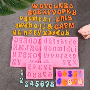 4 Pack Letter Molds for Chocolate Covered Strawberries, Silicone Uppercase Lowercase Alphabet Number Fondant Mold for Making Candy, Gummy, Biscuit, Ice Cube Tray, Cake Decorations