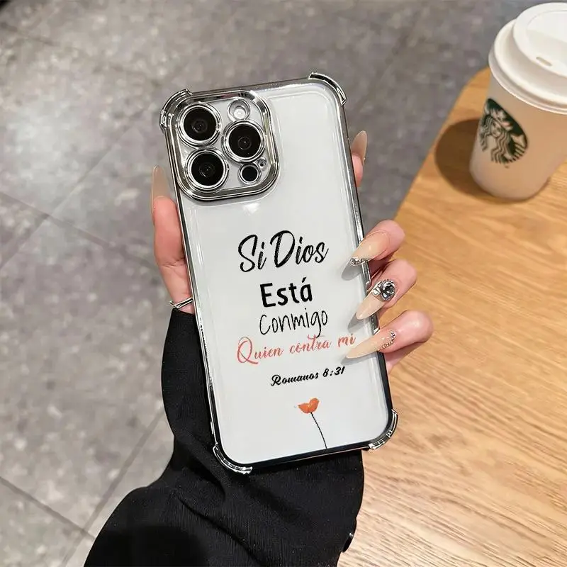 Romans 8:31 iPhone Samsung phone case, four corner airbag anti fall, faith and personality phone protective case, suitable for iPhone 17 Air 16 Pro Max 15 14 Plus 13 12 11 XR XS Samsung Galaxy S26 Ultra S25 S24 S23 S22 Christ phone case. A119
