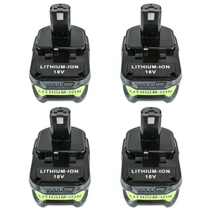 4PACK 8.0Ah 18V Lithium-ion P108 Battery, a high-capacity replacement battery, suitable for Ryobi cordless power tools, compatible with P109, P107, and P102, featuring an LED power indicator for cordless power tools.