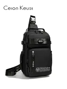 Men's Business Solid Color Zipper Chest Bag, Multi-pocket Bum Bag, waist belt bag, zipper fanny pack, Casual Versatile Crossbody Chest Bag for Travel & Daily Use